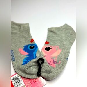 Disney Valentine's Day Stitch socks - grey and pink